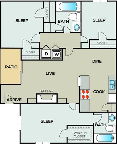 3 Beds • 2 Bath 502 floor plan
